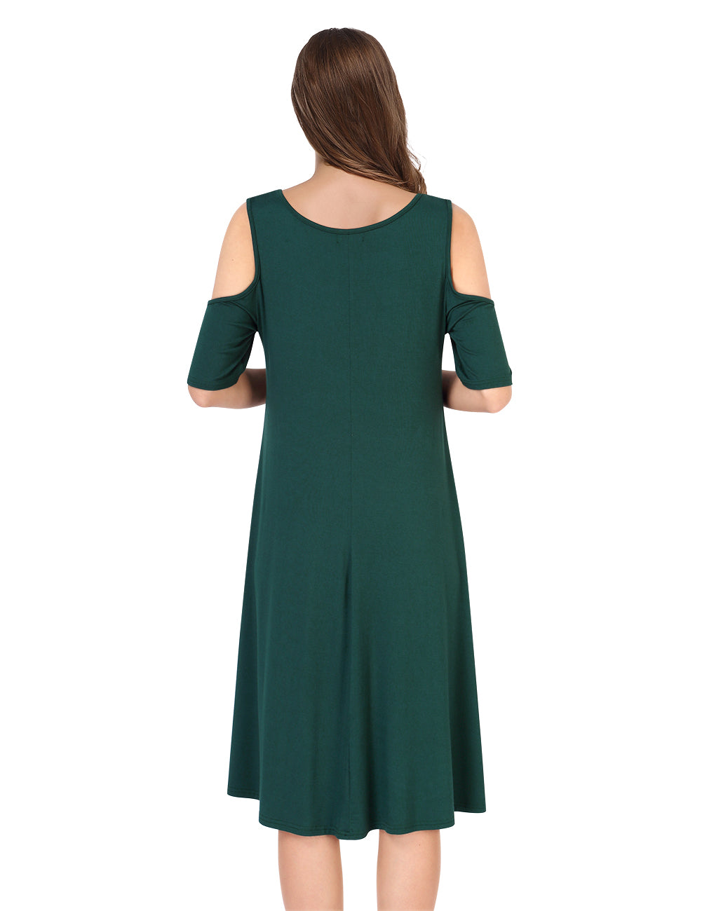Women's Cold Shoulder Short Sleeve Solid Color Loose Casual Dress