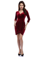 YESFASHION Women's Velvet Tulip Bodycon Party Dress Red