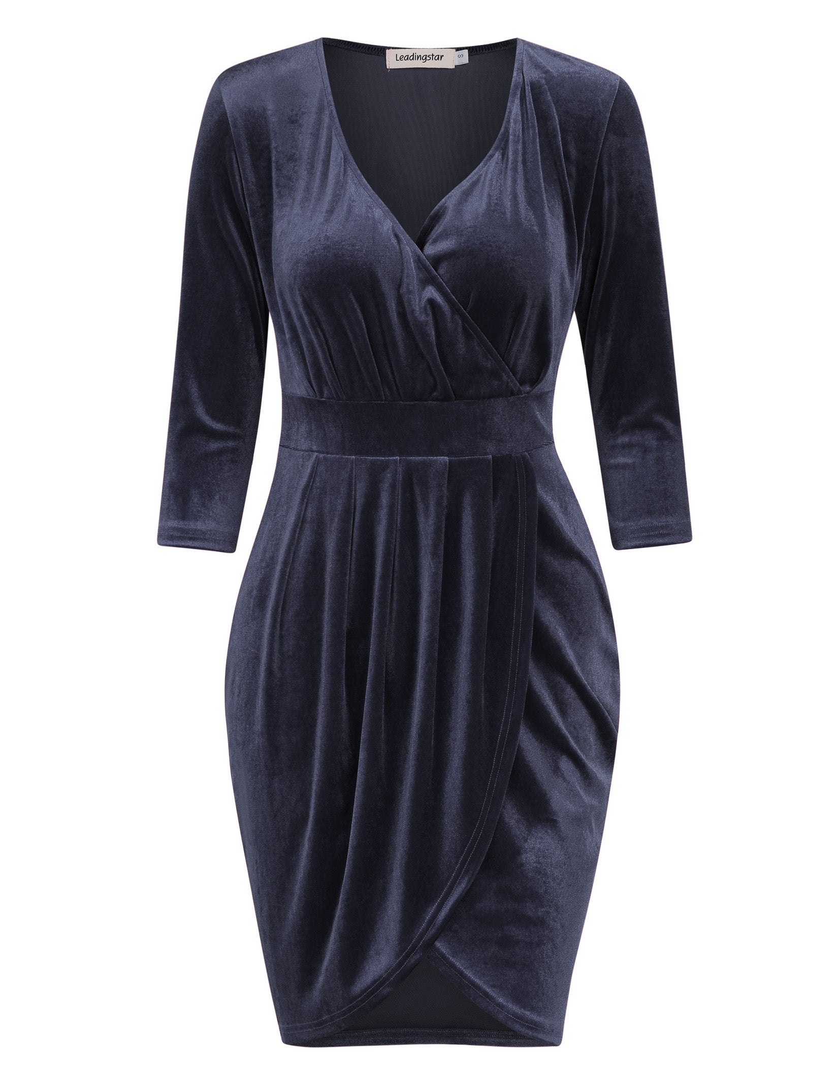 YESFASHION Women's Velvet Tulip Bodycon Party Dress Grey