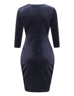 YESFASHION Women's Velvet Tulip Bodycon Party Dress Grey