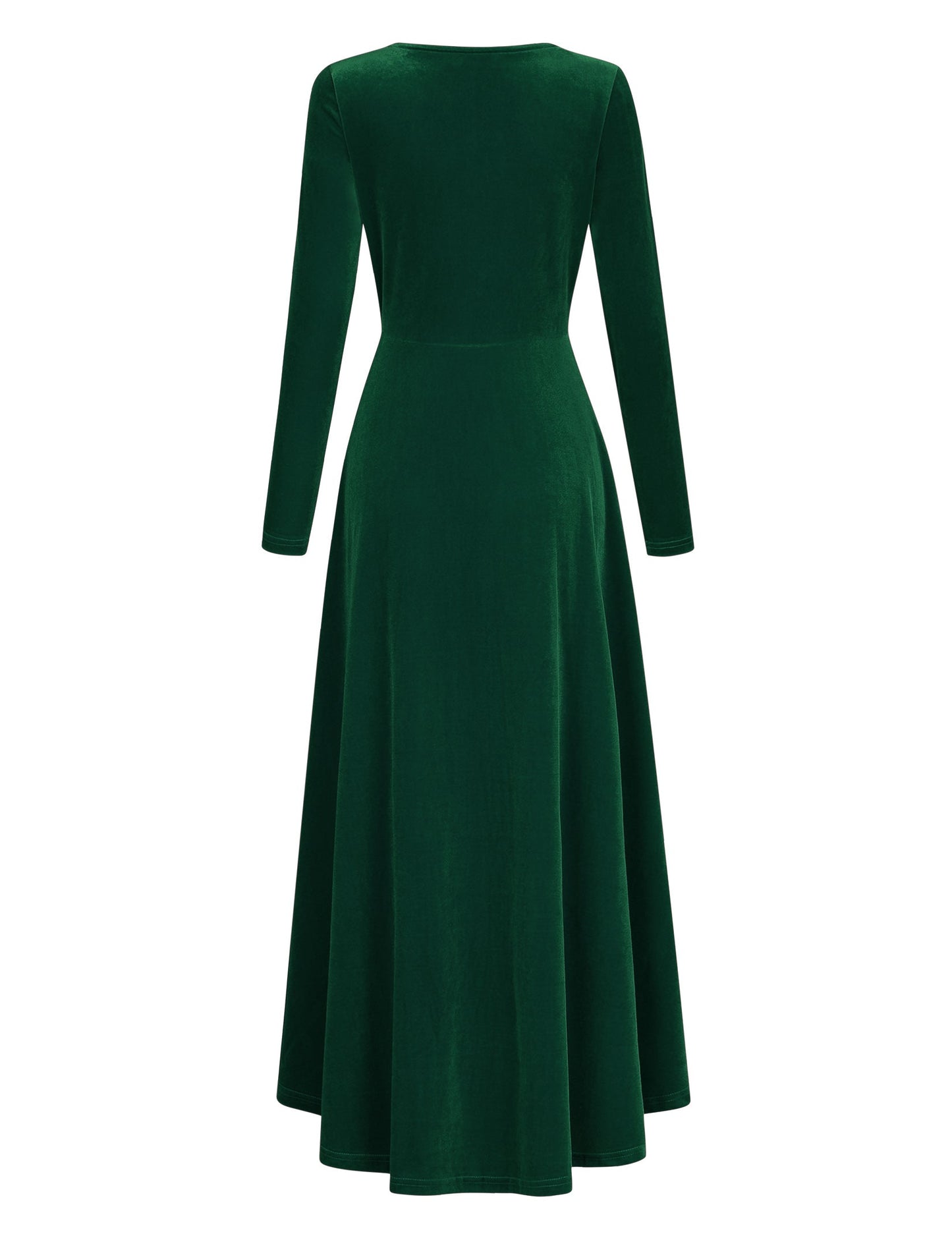 YESFASHION Women's V-Neck Velvet Smart Formal Party Maxi Dress Green
