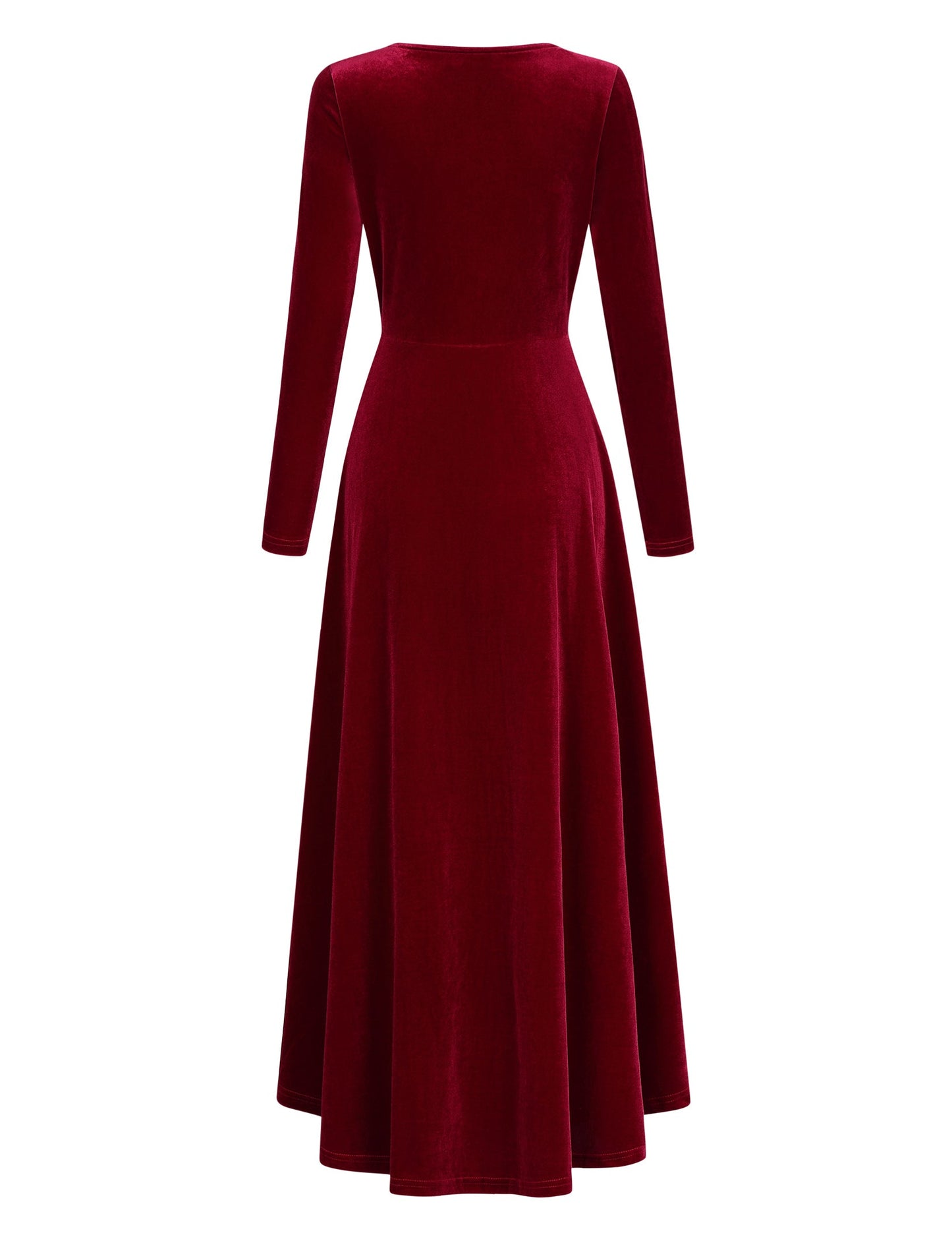 YESFASHION Women's V-Neck Velvet Smart Formal Party Maxi Dress Wine Red