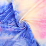 YESFASHION Women V Neck Skating Dress Long Sleeves Printed Casual Dress Rainbow