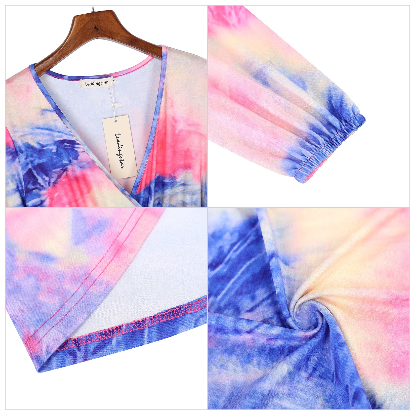 YESFASHION Women V Neck Skating Dress Long Sleeves Printed Casual Dress