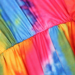 YESFASHION Women Deep V Neck Empire Waist Skater Dress Long Sleeve Print Ruffle Hem Summer Dresses