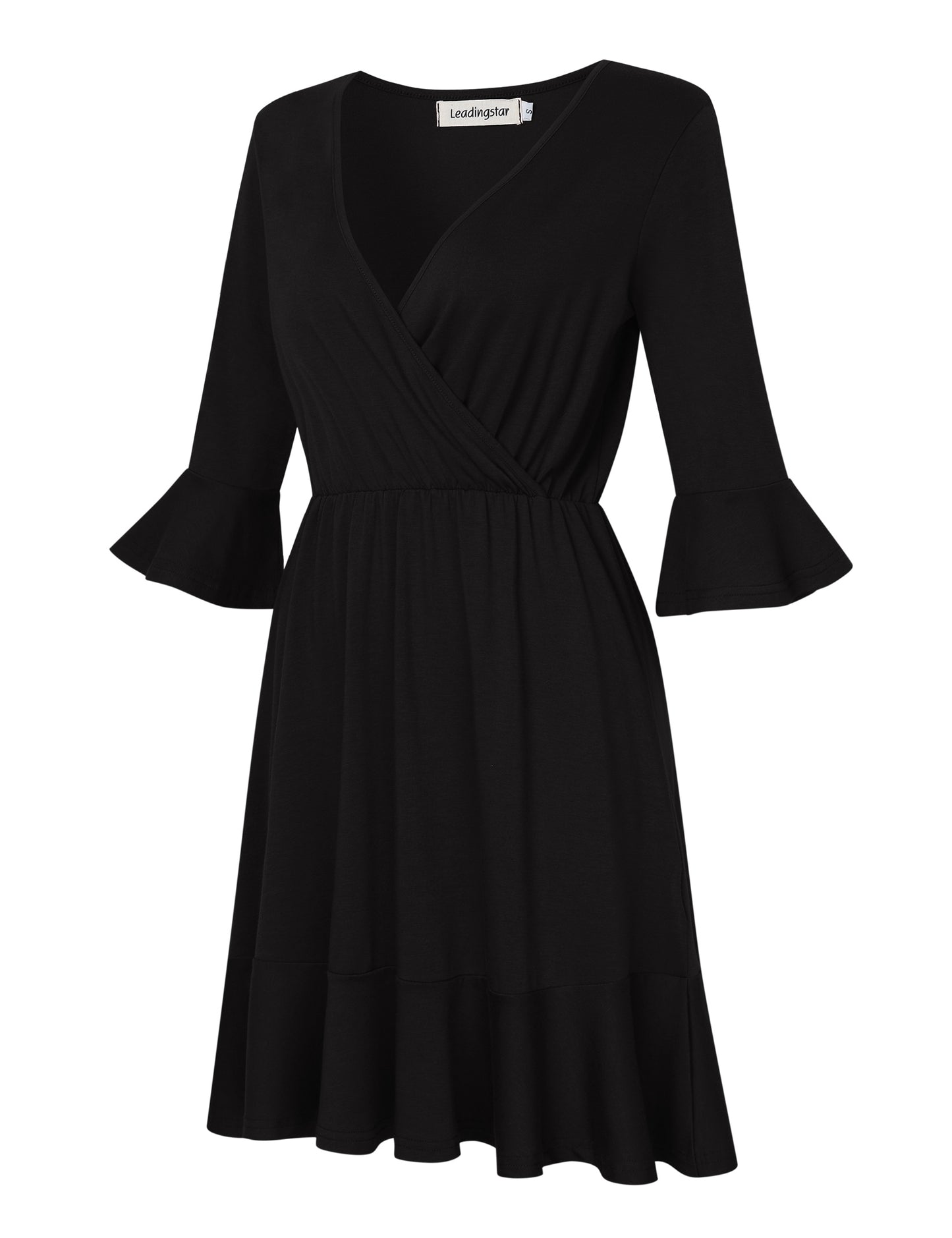 YESFASHION Women's Wrap Dress Fall 3/4 Sleeve Dresses
