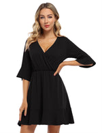 YESFASHION Women's Wrap Dress Fall 3/4 Sleeve Dresses