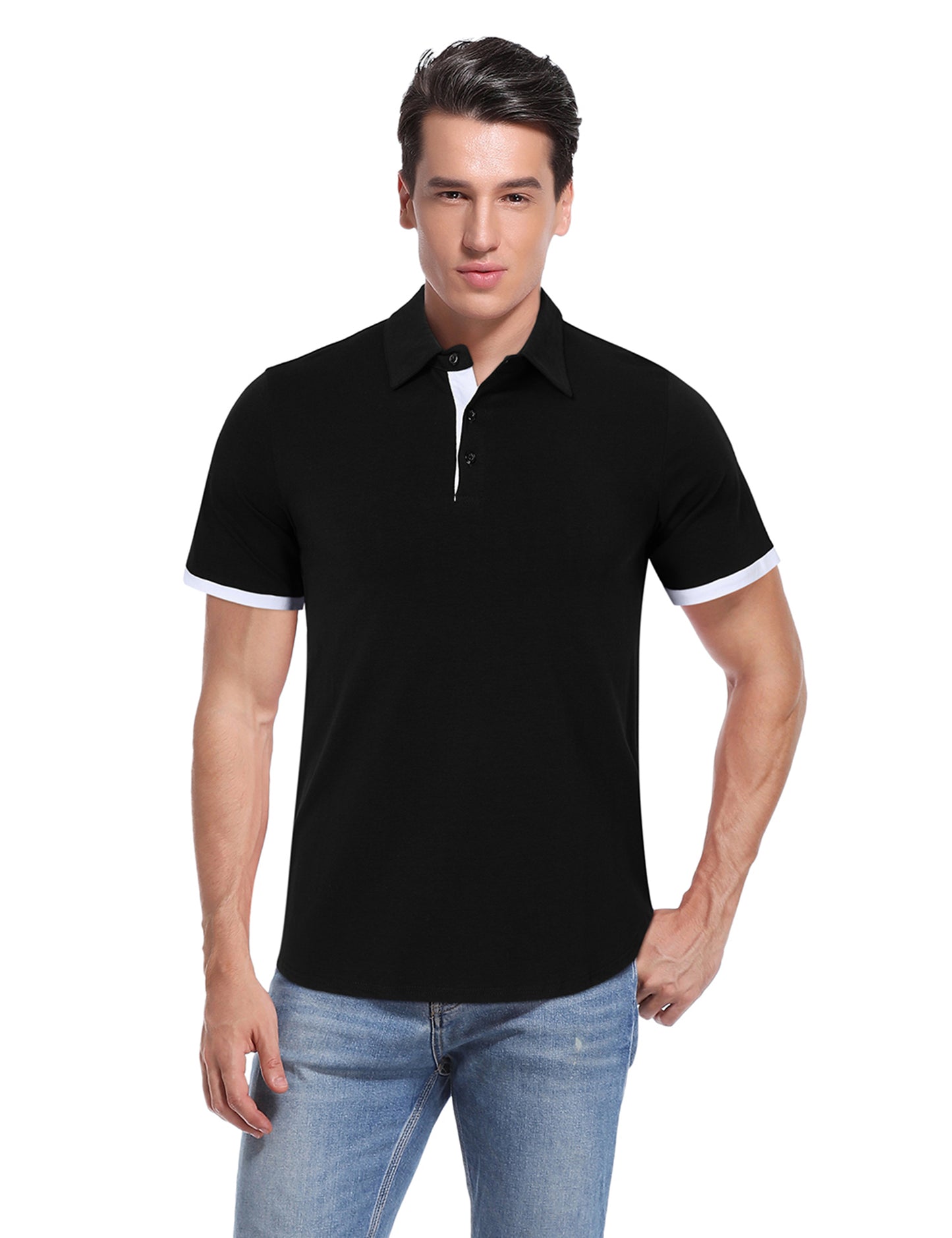 YESFASHION Mens Collared Shirts Short Polo Shirt