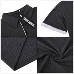 YESFASHION Mens Collared Shirts Short Polo Shirt Dark Grey