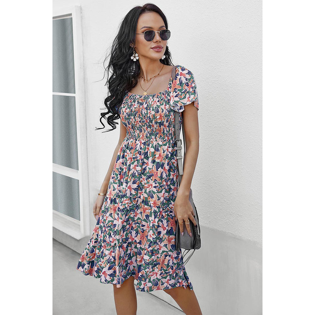 YESFASHION Bohemian Print Dress 2022 Summer Short Sleeve Mori Dress