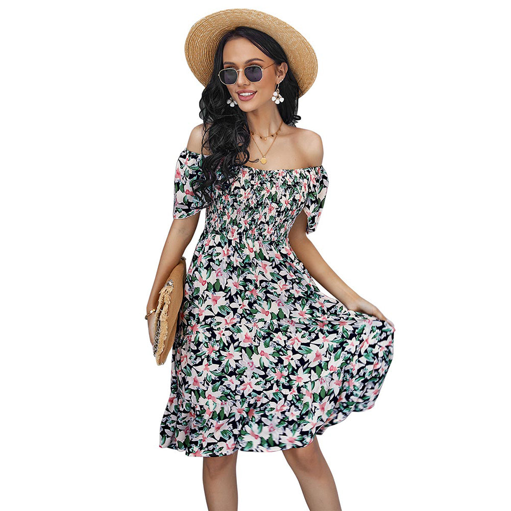 YESFASHION Bohemian Print Dress 2022 Summer Short Sleeve Mori Dress