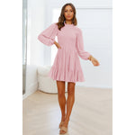 YESFASHION New Women Autumn Long Sleeve Ruffle Dress