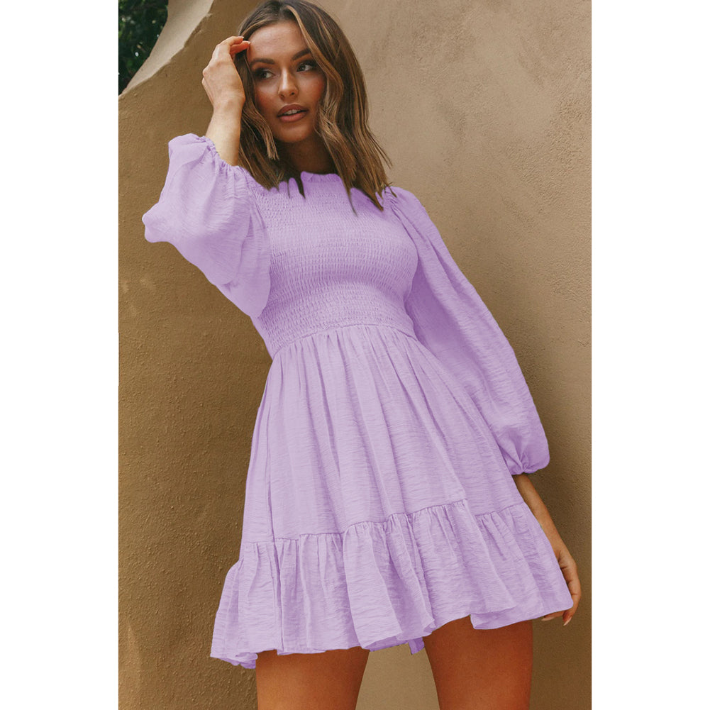 YESFASHION New Women Autumn Long Sleeve Ruffle Dress