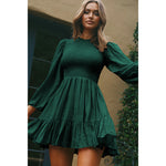 YESFASHION New Women Autumn Long Sleeve Ruffle Dress
