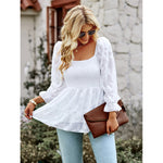 YESFASHION French Square Collar Long Top 2022 All-match Tops Shirt