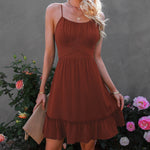 YESFASHION Women Ruffled Suspender Dress