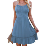 YESFASHION Women Ruffled Suspender Dress
