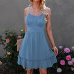 YESFASHION Women Ruffled Suspender Dress