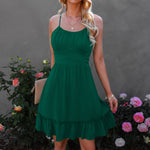 YESFASHION Women Ruffled Suspender Dress