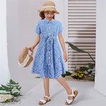 YESFASHION Button Waist Strap Slit Parent-child Summer Dress