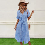 YESFASHION Button Waist Strap Slit Parent-child Summer Dress