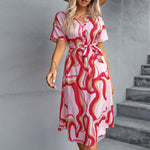 YESFASHION Women Clothing Short Sleeve Thin Dress