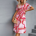 YESFASHION Women Clothing Short Sleeve Thin Dress