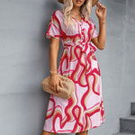 YESFASHION Women Clothing Short Sleeve Thin Dress