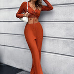 YESFASHION Women Long-sleeved Bow V-neck Slim Sexy Suits PBY-0XZA