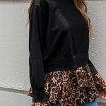 YESFASHION Women Clothing Round Neck Women Tops Leopard T-shirt