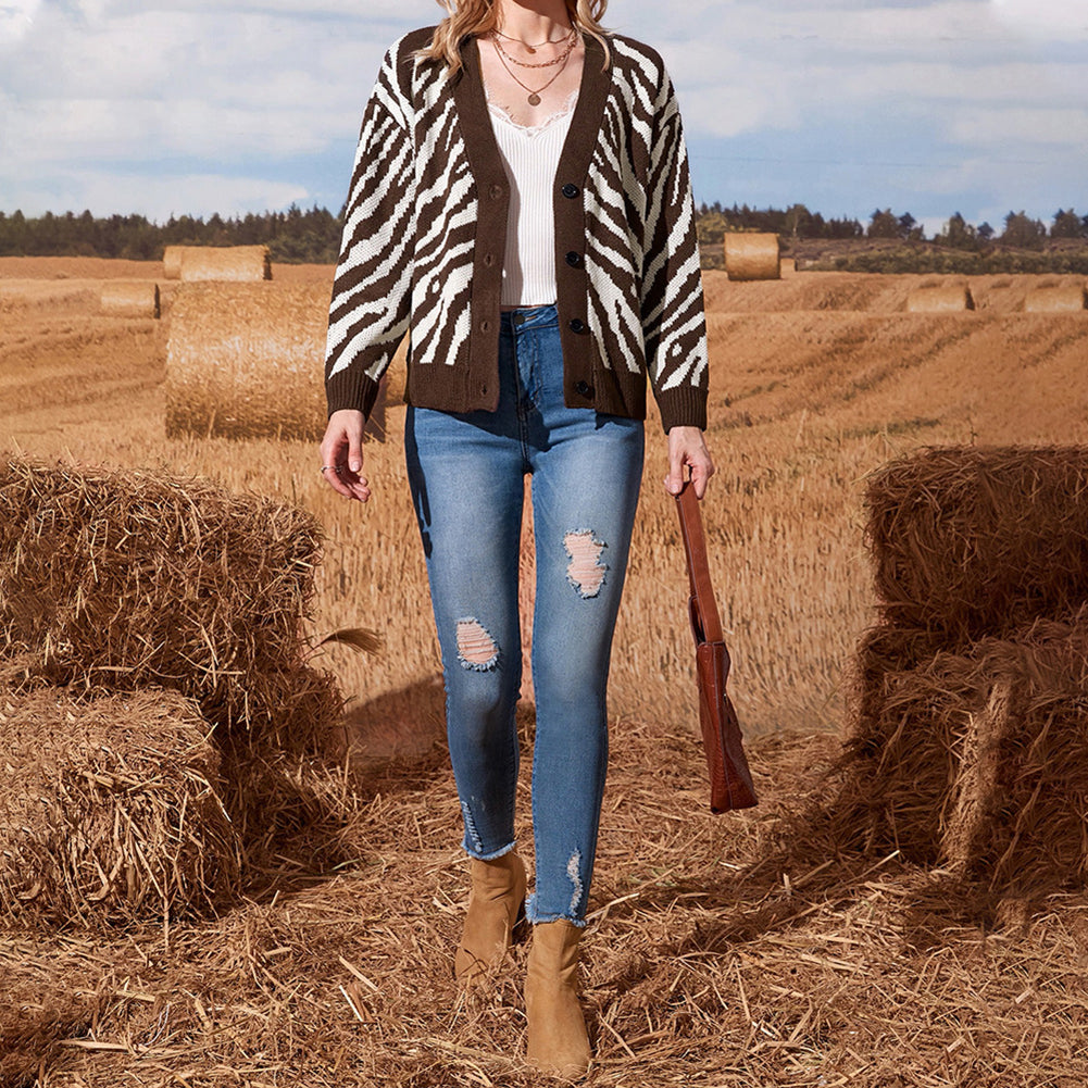 YESFASHION Style Cotton Single Breasted Lace Collar Sweaters Tops