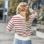 YESFASHION Striped Sweater Soft Andcomfortable Warm Top Casual Women