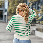 YESFASHION Striped Sweater Soft Andcomfortable Warm Top Casual Women