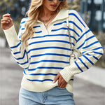 YESFASHION Striped Sweater Soft Andcomfortable Warm Top Casual Women