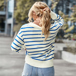 YESFASHION Striped Sweater Soft Andcomfortable Warm Top Casual Women