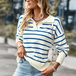 YESFASHION Striped Sweater Soft Andcomfortable Warm Top Casual Women