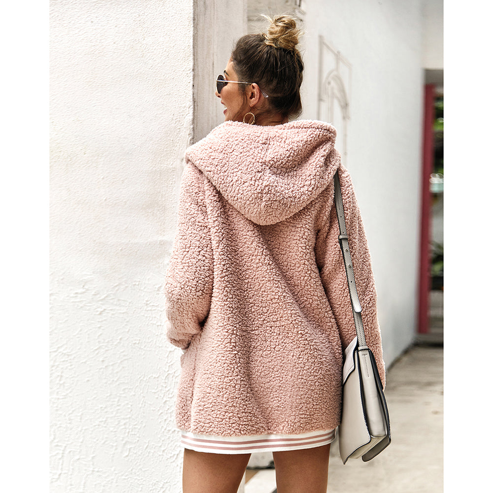 YESFASHION Women Clothing Winter New Hooded Fur Coat Long Tops PBY-0Y05