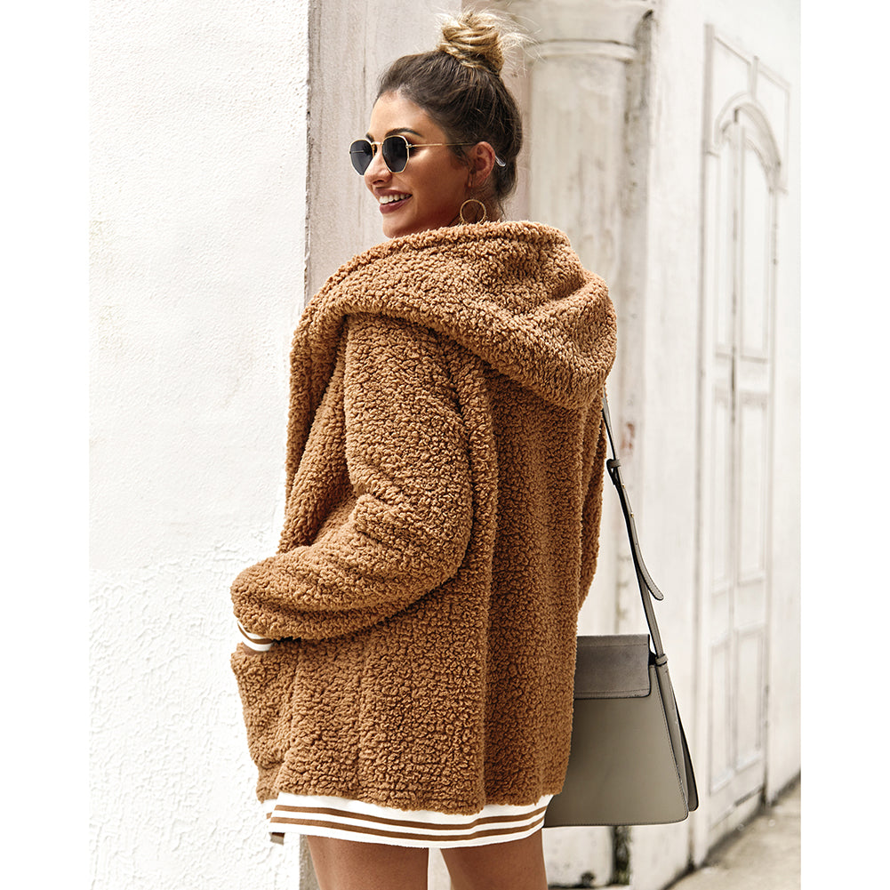 YESFASHION Women Clothing Winter New Hooded Fur Coat Long Tops PBY-0Y05