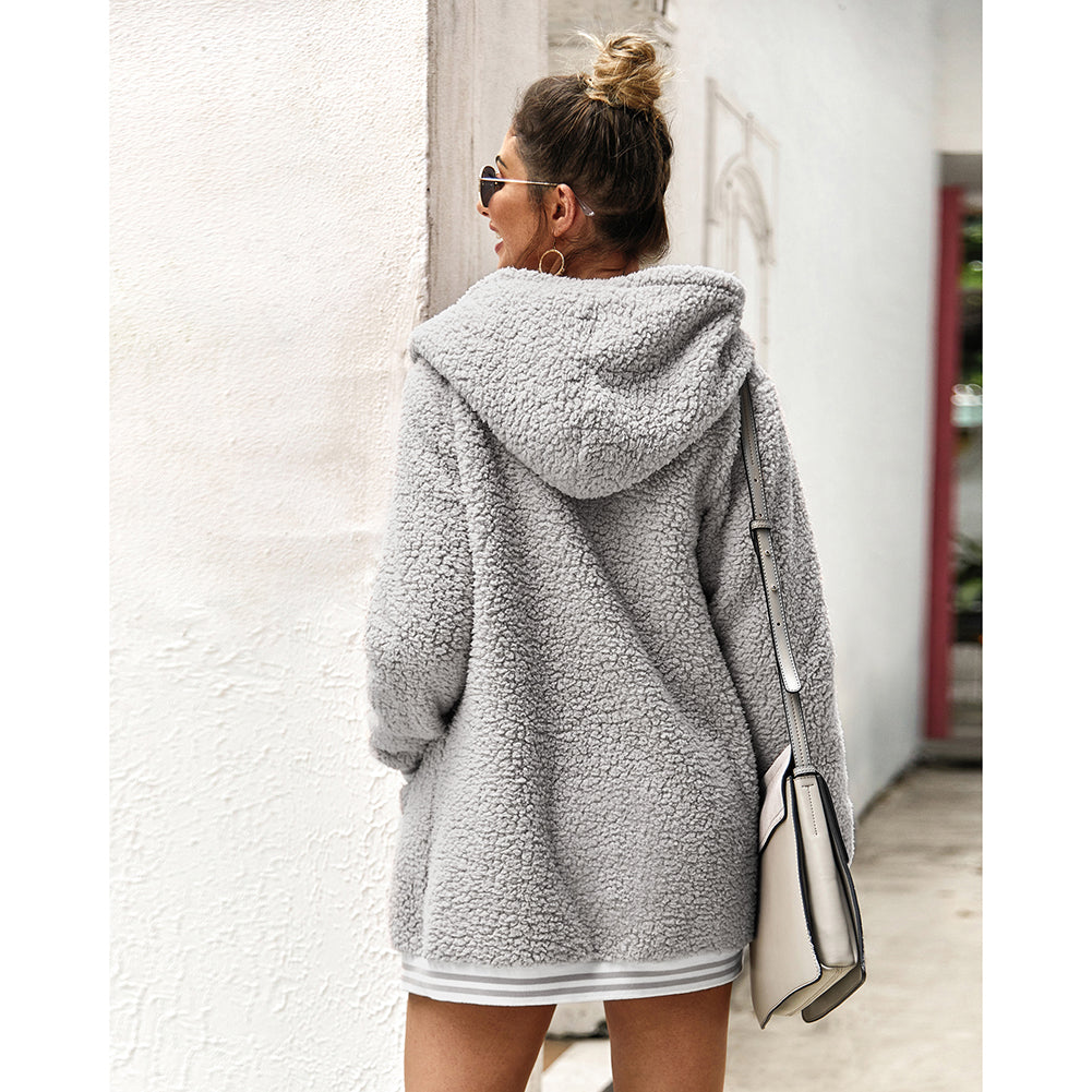 YESFASHION Women Clothing Winter New Hooded Fur Coat Long Tops PBY-0Y05