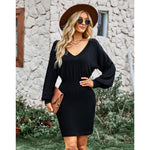 Women Casual Dress Winter Long-sleeved Hip Skirt Clothing Dress PBY-0Y0C