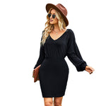 Women Casual Dress Winter Long-sleeved Hip Skirt Clothing Dress PBY-0Y0C