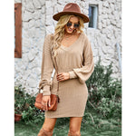 Women Casual Dress Winter Long-sleeved Hip Skirt Clothing Dress PBY-0Y0C