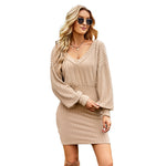 Women Casual Dress Winter Long-sleeved Hip Skirt Clothing Dress PBY-0Y0C