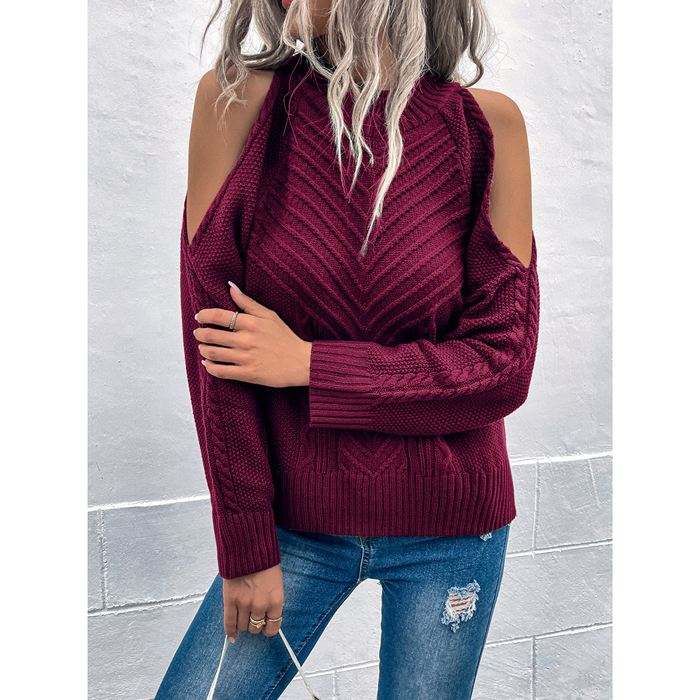 Loose Sweater Autumn Winter Off-the-shoulder Warm Top Loose Sweater