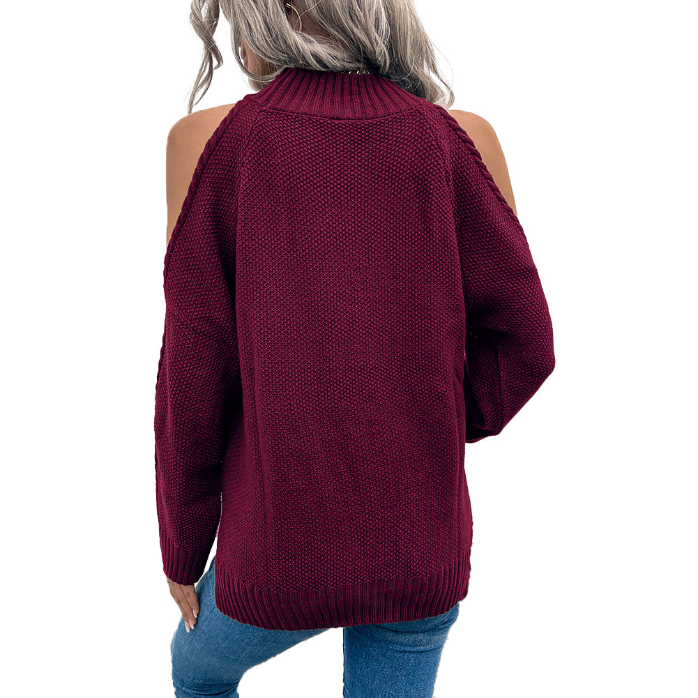 Loose Sweater Autumn Winter Off-the-shoulder Warm Top Loose Sweater