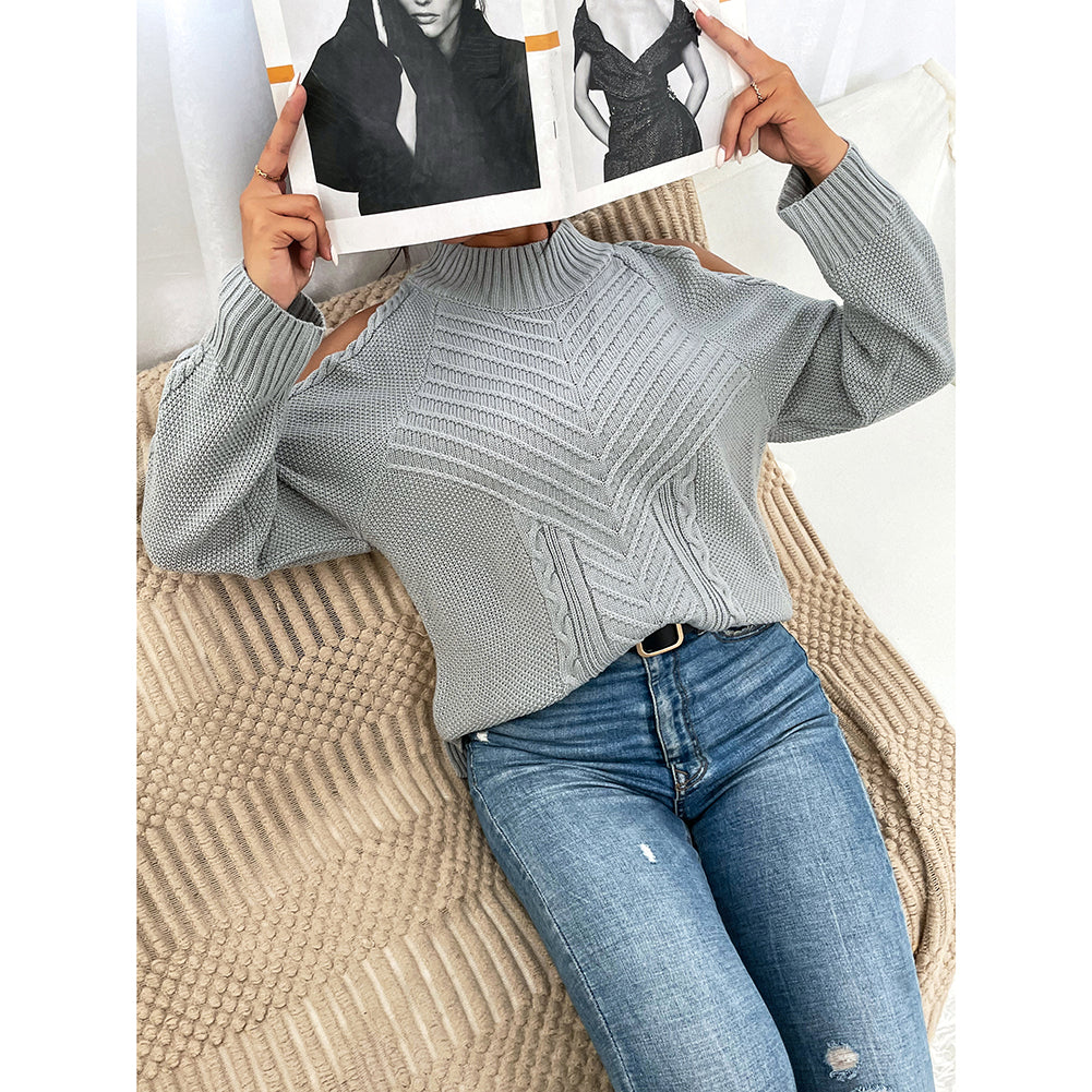 Loose Sweater Autumn Winter Off-the-shoulder Warm Top Loose Sweater
