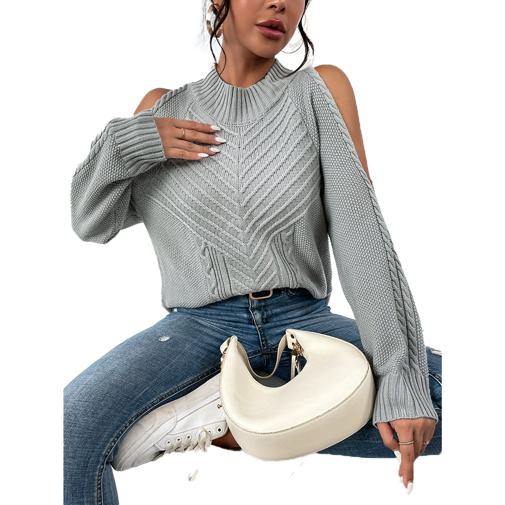 Loose Sweater Autumn Winter Off-the-shoulder Warm Top Loose Sweater