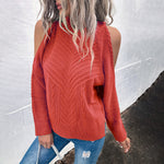 Loose Sweater Autumn Winter Off-the-shoulder Warm Top Loose Sweater