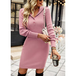 YESFASHION Sweaters Skirt Winter Waist Slim Warm One-step Dress