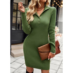 YESFASHION Sweaters Skirt Winter Waist Slim Warm One-step Dress